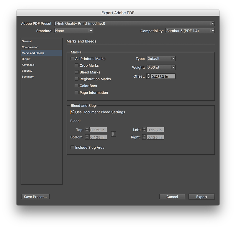 Adobe InDesign Book Print File Setup Printers Marks